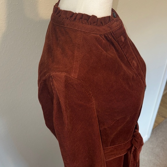 Boden Copper Burgundy Ellen Fine Corduroy Tiered Maxi Long Sleeve Shirt Dress - Picture 6 of 10